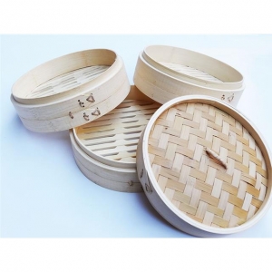 rbs44208f.jpg 44208 8020931038080 BACE00 CESTELLI DI BAMBU PER VAPORE 3 PIANI COPERCHIO 15CM