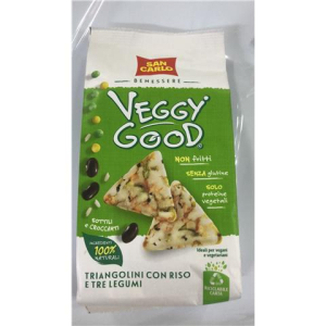 rbs50141f.jpg 50141 8003130844737 SAN CARLO VEGGY GOOD TRIANGOLINI CON RISO E TRE LEGUMI 65G